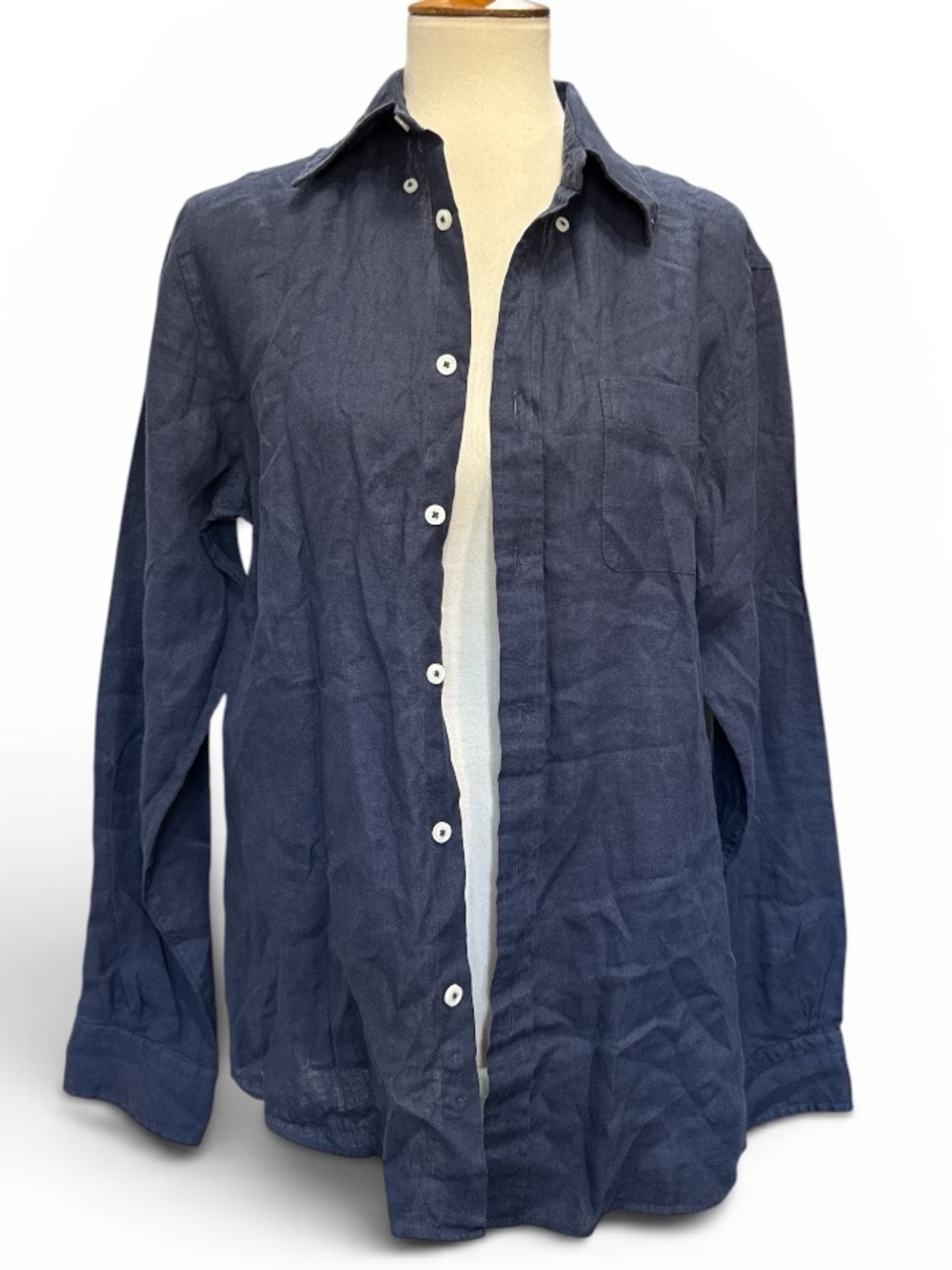 Brooks Brothers Navy Blue Button-Up Linen Shirt #567